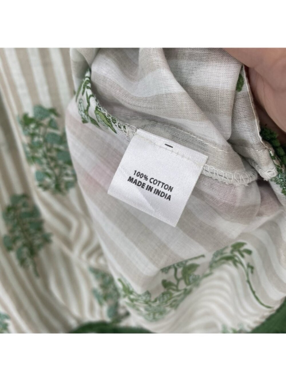 Tuckernuck Womens XS Cream Green Floral Stripes Coastal Tropical Tunic Dress - Picture 9 of 16